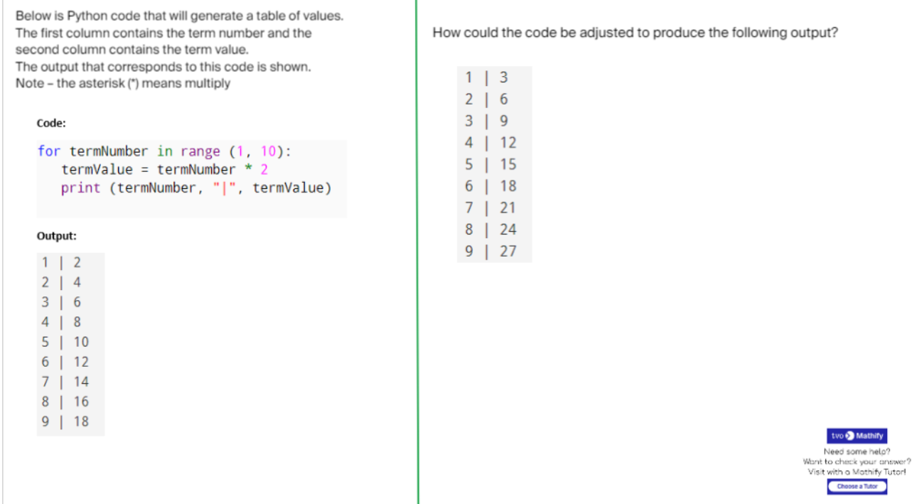 Grade 9 coding question from Mathify Question Bank